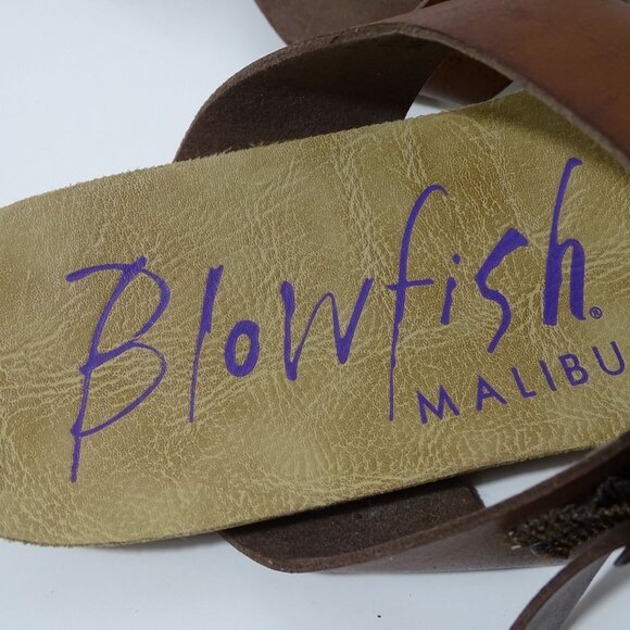 Blowfish Malibu Faux Leather Thong Sandals Brown Women Size 6.5 Slip-on - Picture 4 of 5